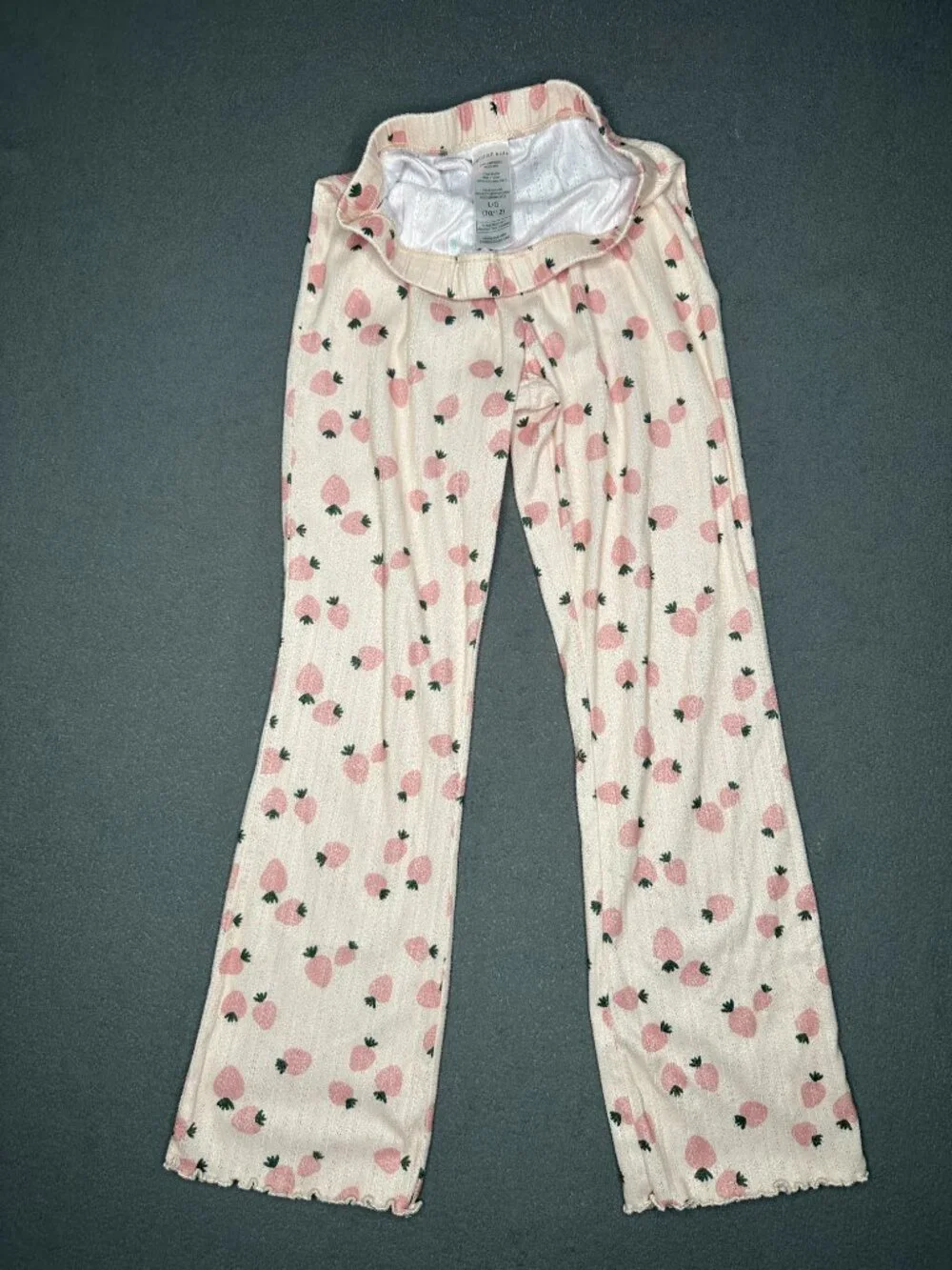 Girls Pajama Pants Light Pink Strawberry Size L 10/12 Jellifish Kids